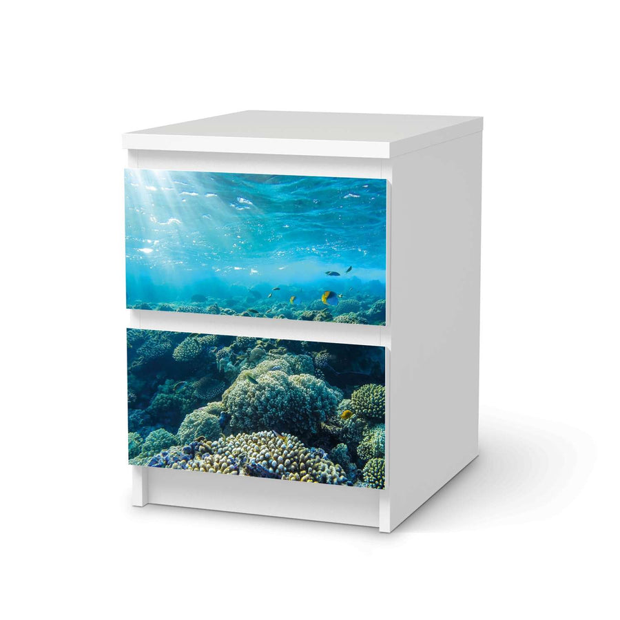 Möbelfolie Underwater World - IKEA Malm Kommode 2 Schubladen  - weiss