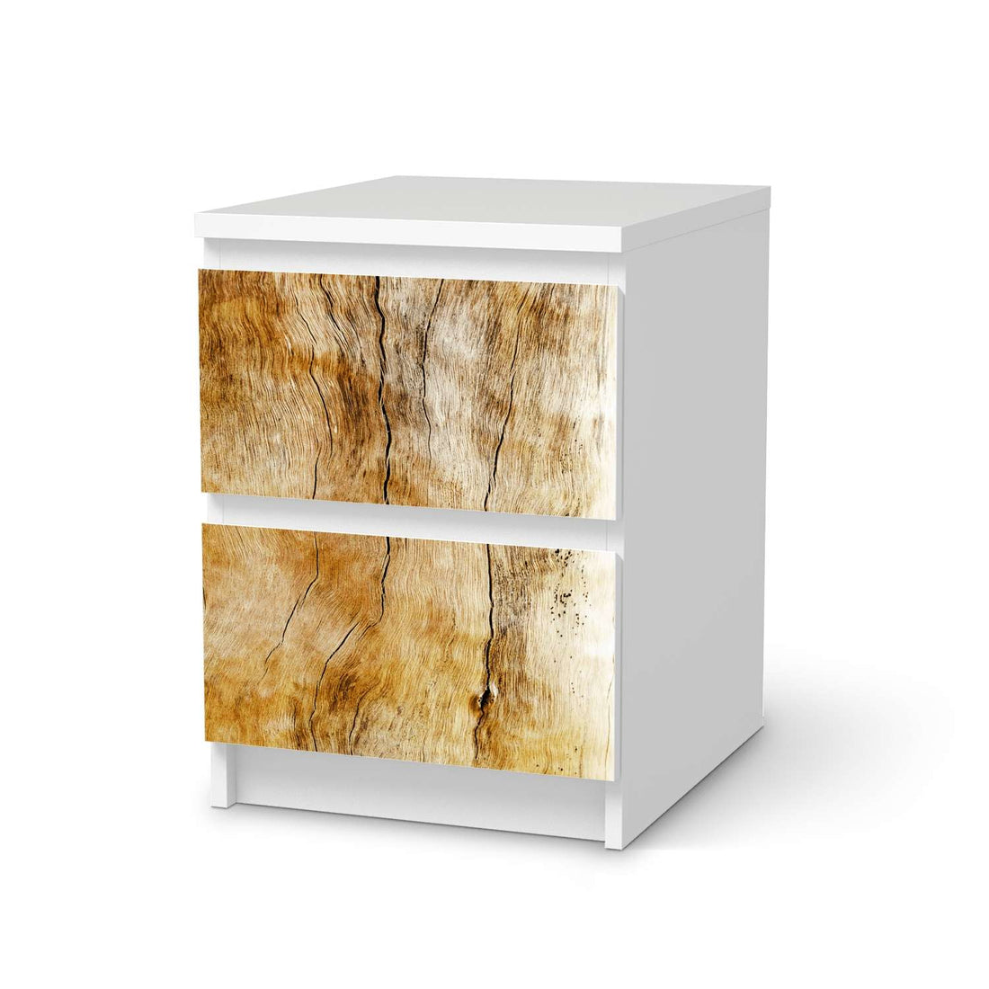 Möbelfolie Unterholz - IKEA Malm Kommode 2 Schubladen  - weiss