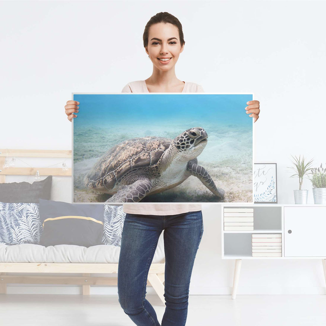 Möbelfolie Green Sea Turtle - IKEA Malm Kommode 3 Schubladen [oben] - Folie