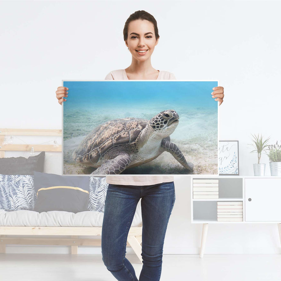 Möbelfolie Green Sea Turtle - IKEA Malm Kommode 3 Schubladen [oben] - Folie