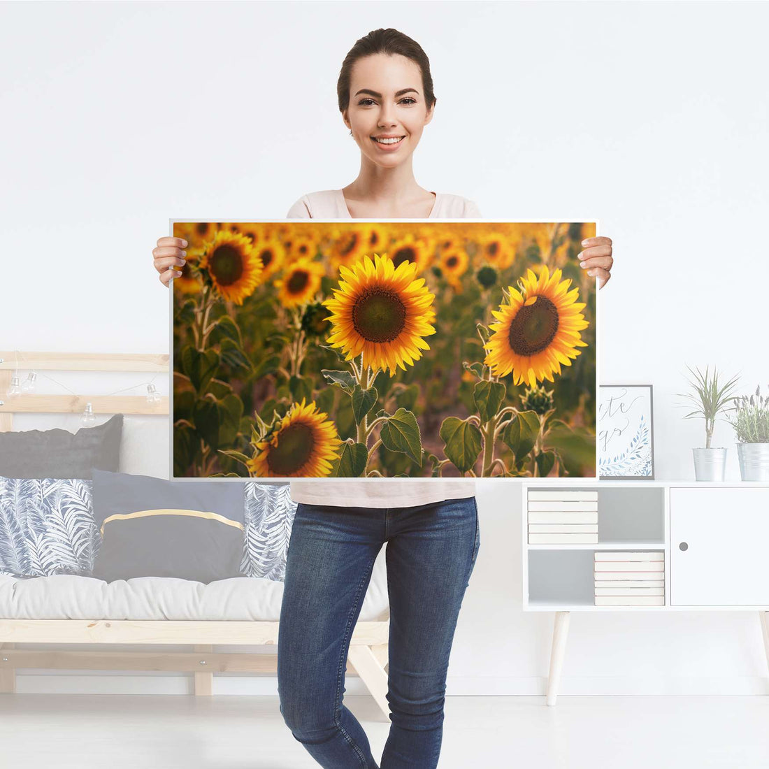 Möbelfolie Sunflowers - IKEA Malm Kommode 3 Schubladen [oben] - Folie