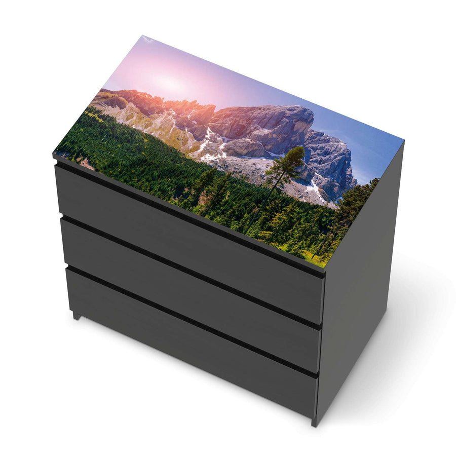 Möbelfolie Alpenblick - IKEA Malm Kommode 3 Schubladen [oben] - schwarz