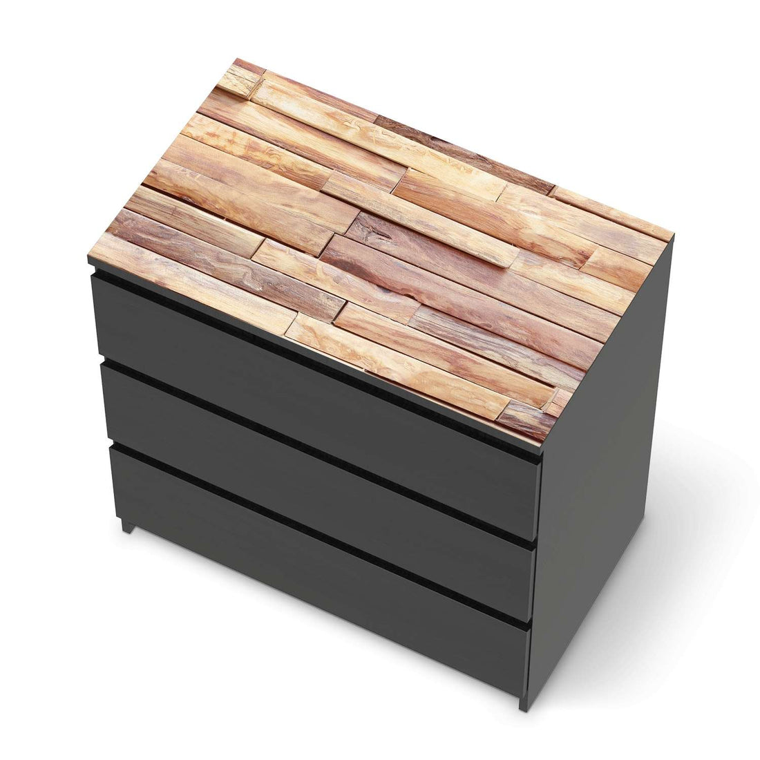 Möbelfolie Artwood - IKEA Malm Kommode 3 Schubladen [oben] - schwarz