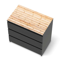 Möbelfolie Bright Planks - IKEA Malm Kommode 3 Schubladen [oben] - schwarz