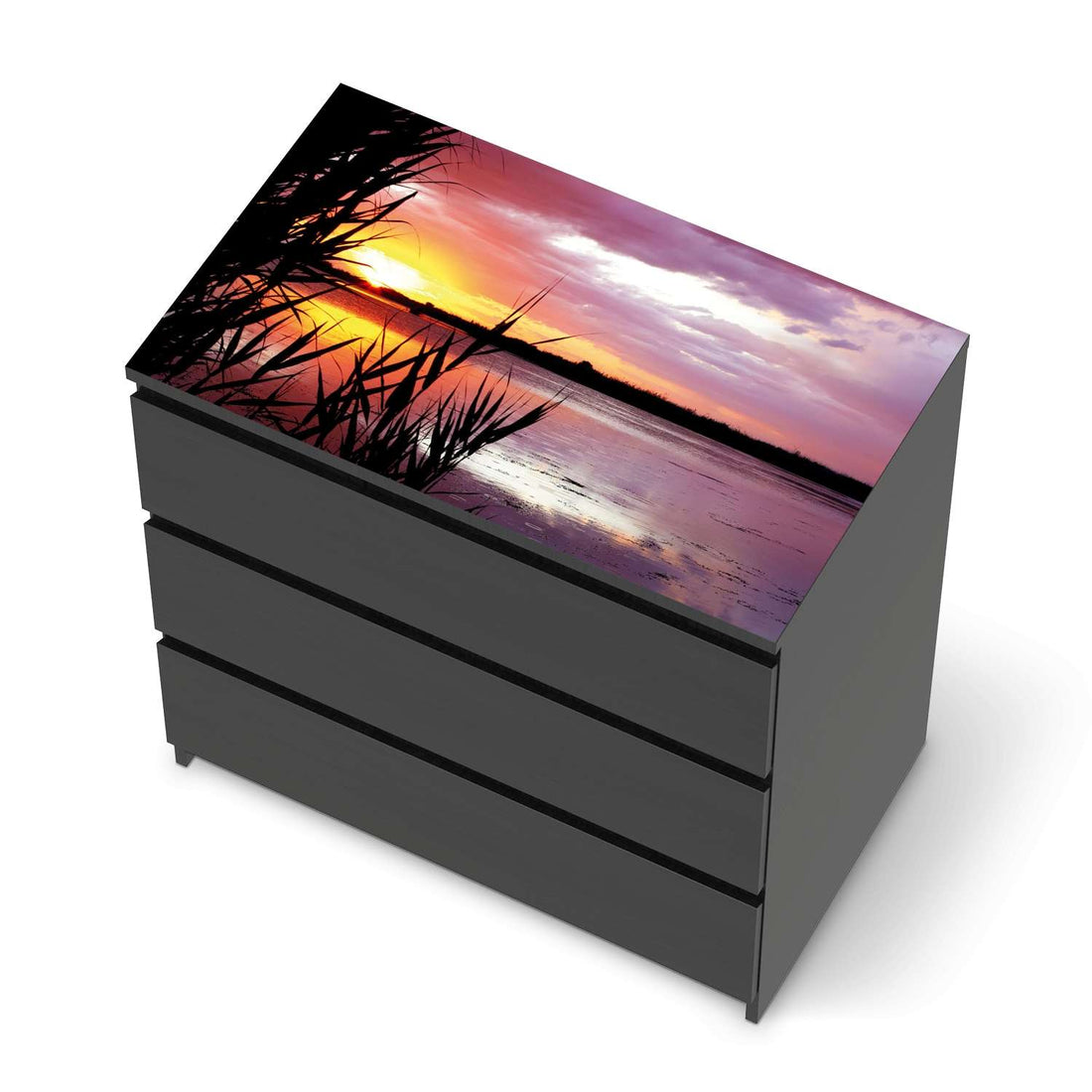 Möbelfolie Dream away - IKEA Malm Kommode 3 Schubladen [oben] - schwarz