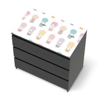 Möbelfolie Flying Animals - IKEA Malm Kommode 3 Schubladen [oben] - schwarz