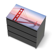 Möbelfolie Golden Gate - IKEA Malm Kommode 3 Schubladen [oben] - schwarz