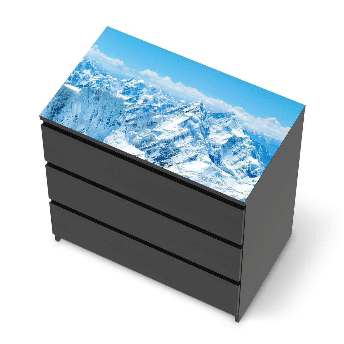 Möbelfolie Himalaya - IKEA Malm Kommode 3 Schubladen [oben] - schwarz