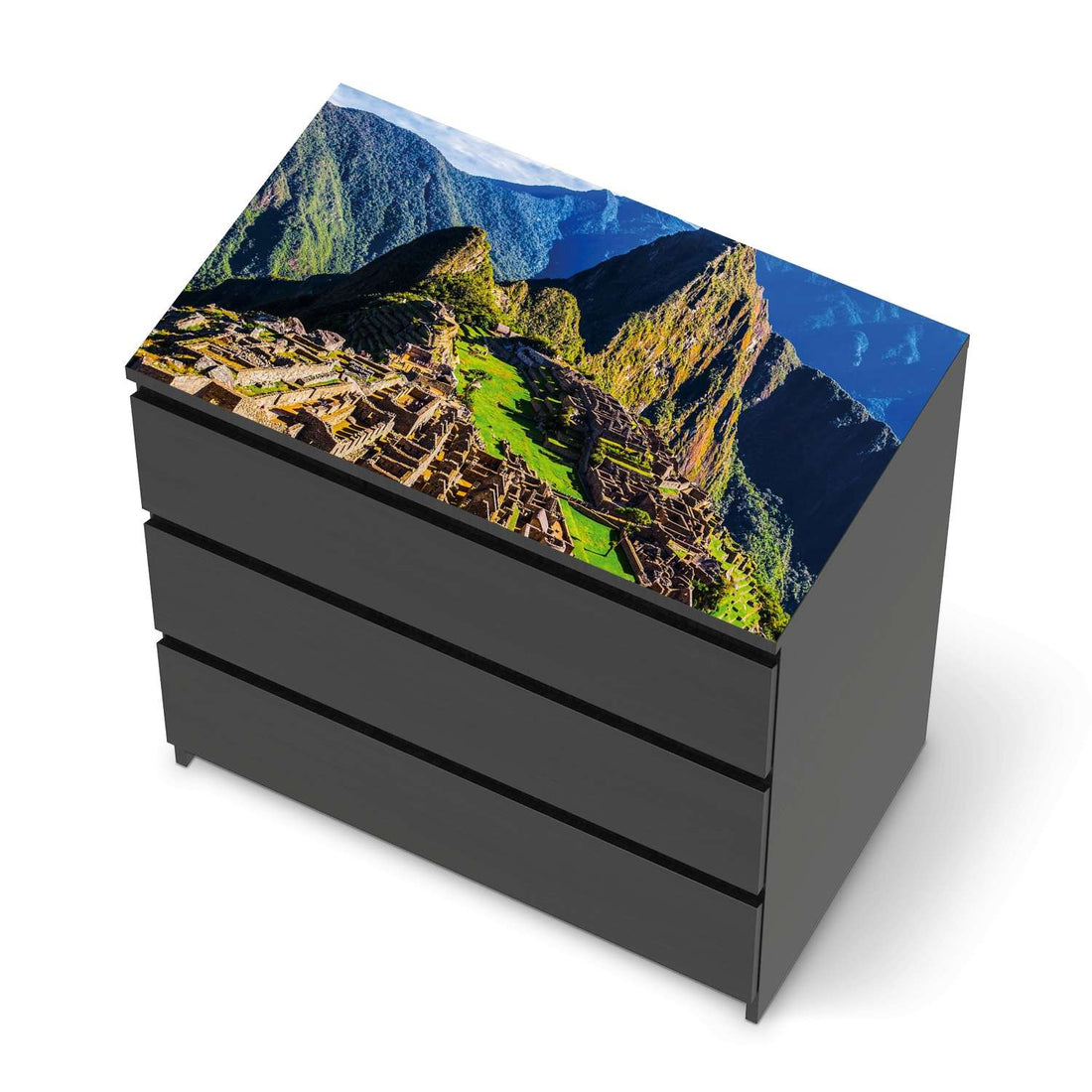 Möbelfolie Machu Picchu - IKEA Malm Kommode 3 Schubladen [oben] - schwarz