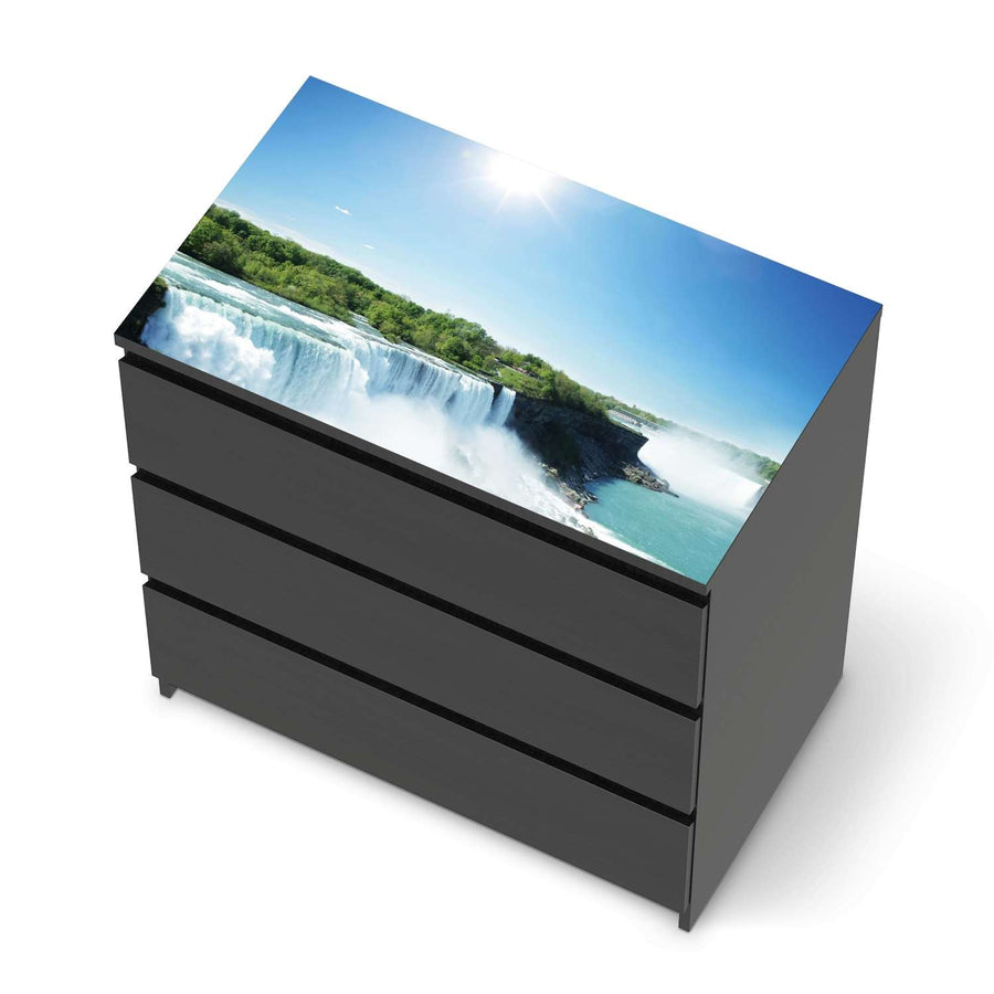 Möbelfolie Niagara Falls - IKEA Malm Kommode 3 Schubladen [oben] - schwarz