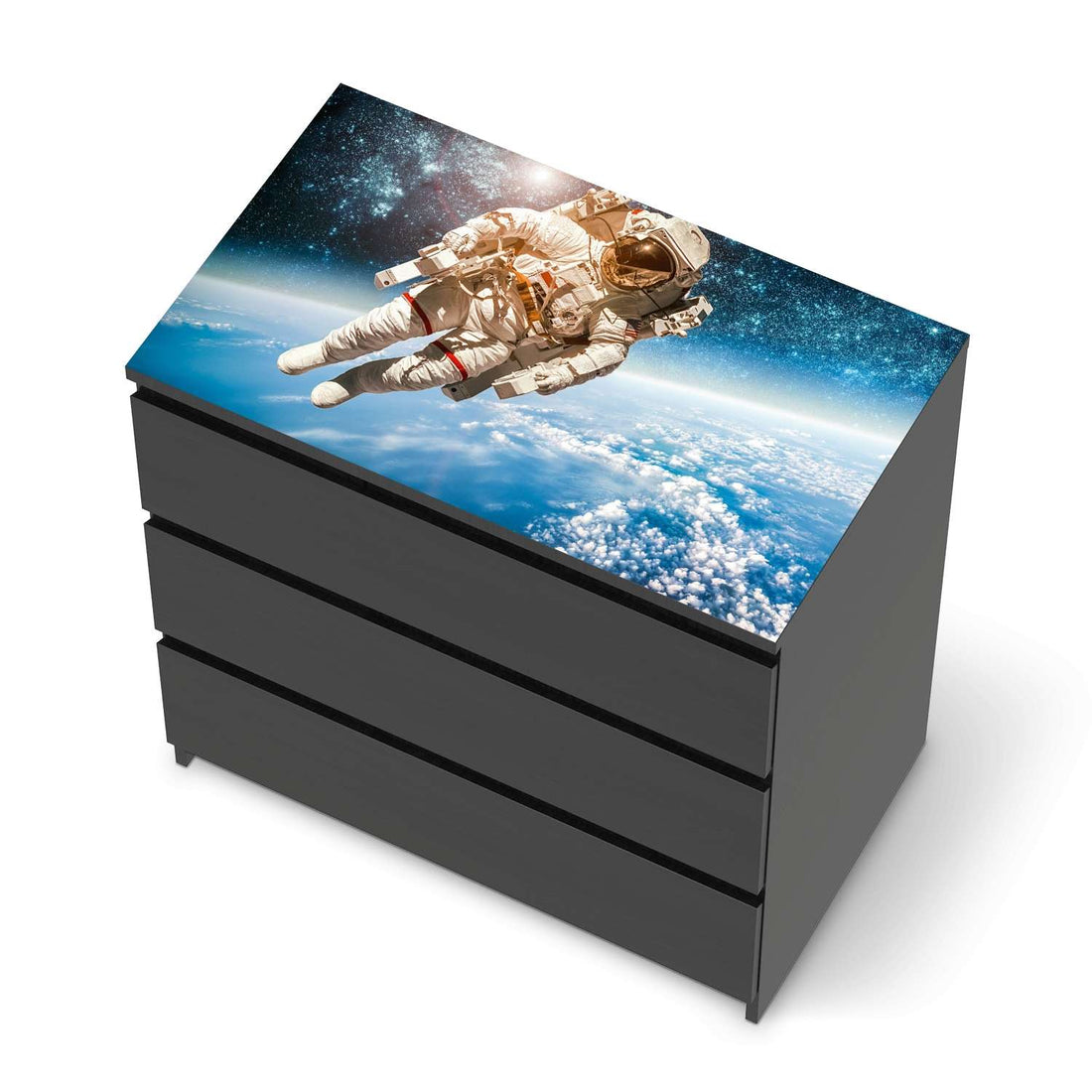 Möbelfolie Outer Space - IKEA Malm Kommode 3 Schubladen [oben] - schwarz