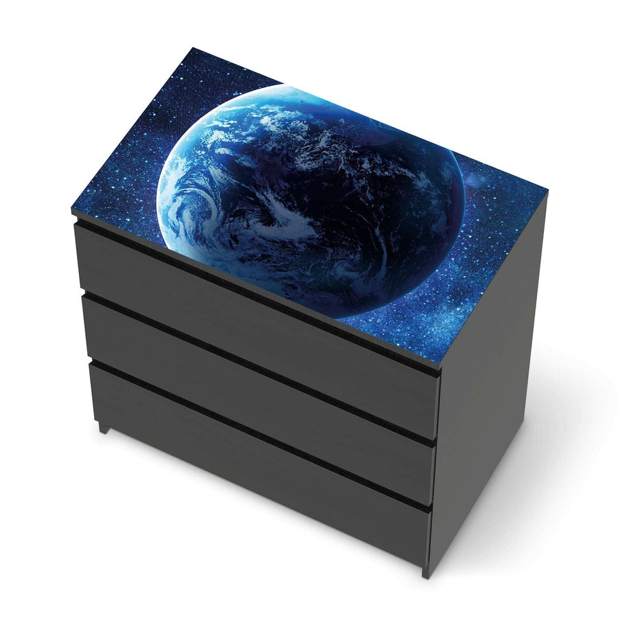 Möbelfolie Planet Blue - IKEA Malm Kommode 3 Schubladen [oben] - schwarz