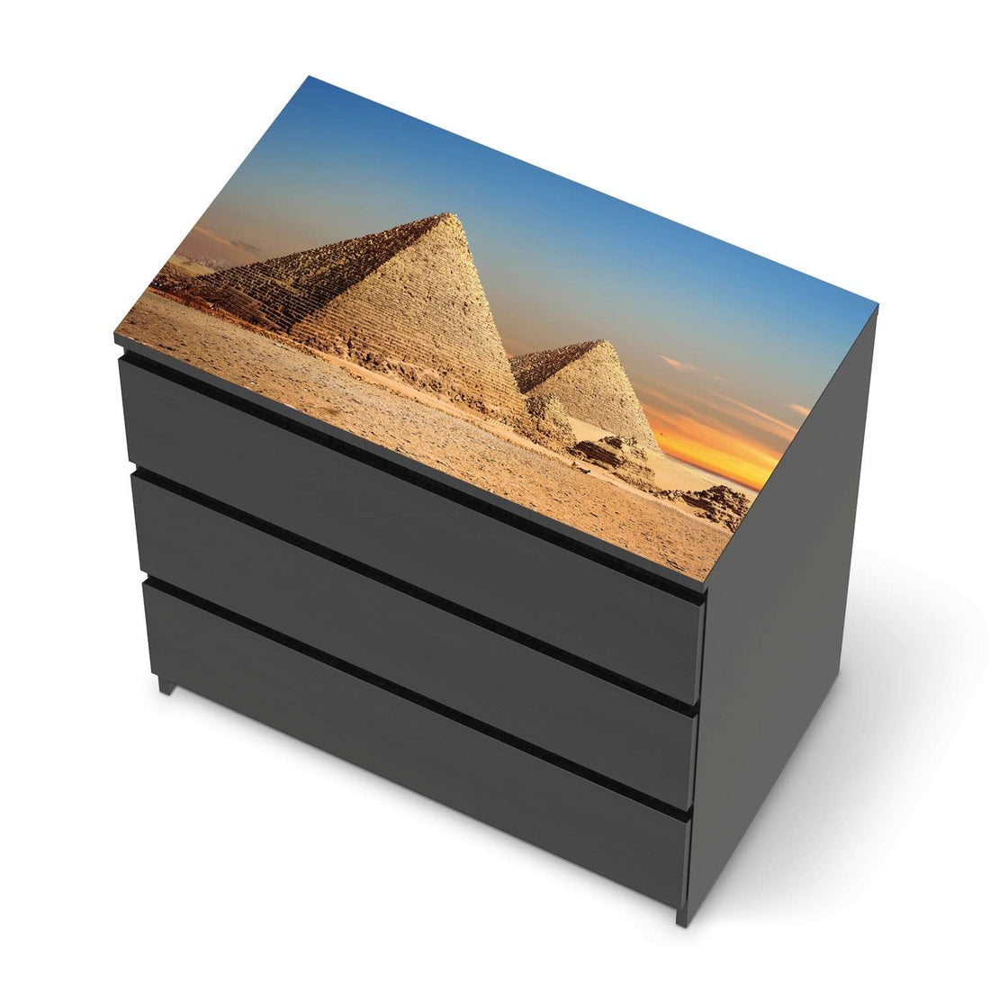 Möbelfolie Pyramids - IKEA Malm Kommode 3 Schubladen [oben] - schwarz