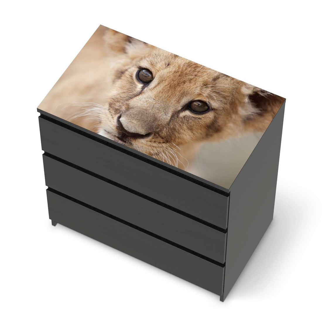 Möbelfolie Simba - IKEA Malm Kommode 3 Schubladen [oben] - schwarz