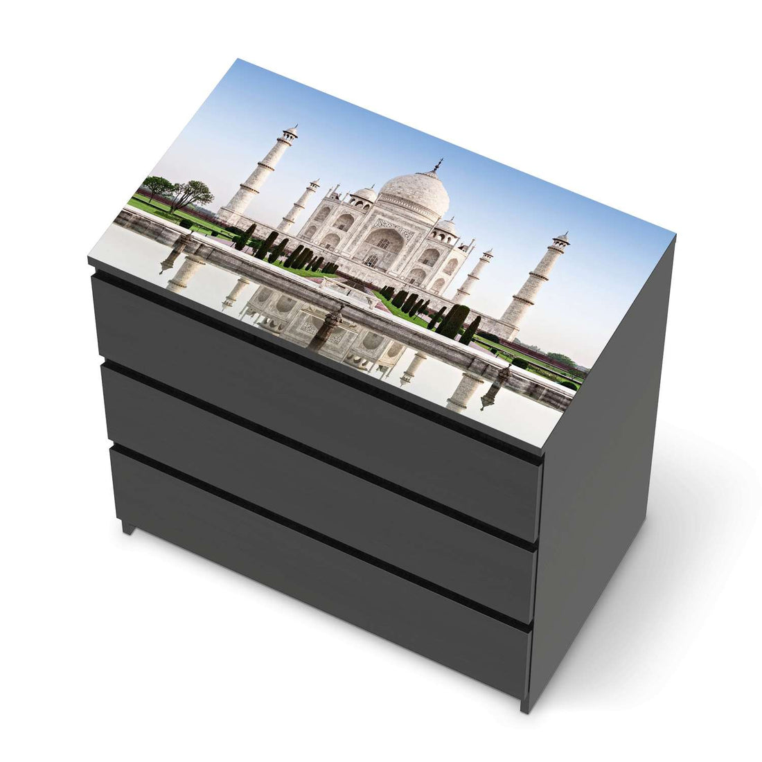 Möbelfolie Taj Mahal - IKEA Malm Kommode 3 Schubladen [oben] - schwarz