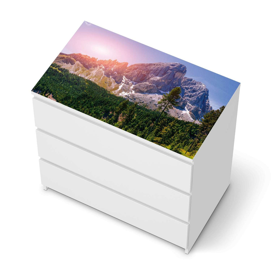 Möbelfolie Alpenblick - IKEA Malm Kommode 3 Schubladen [oben] - weiss