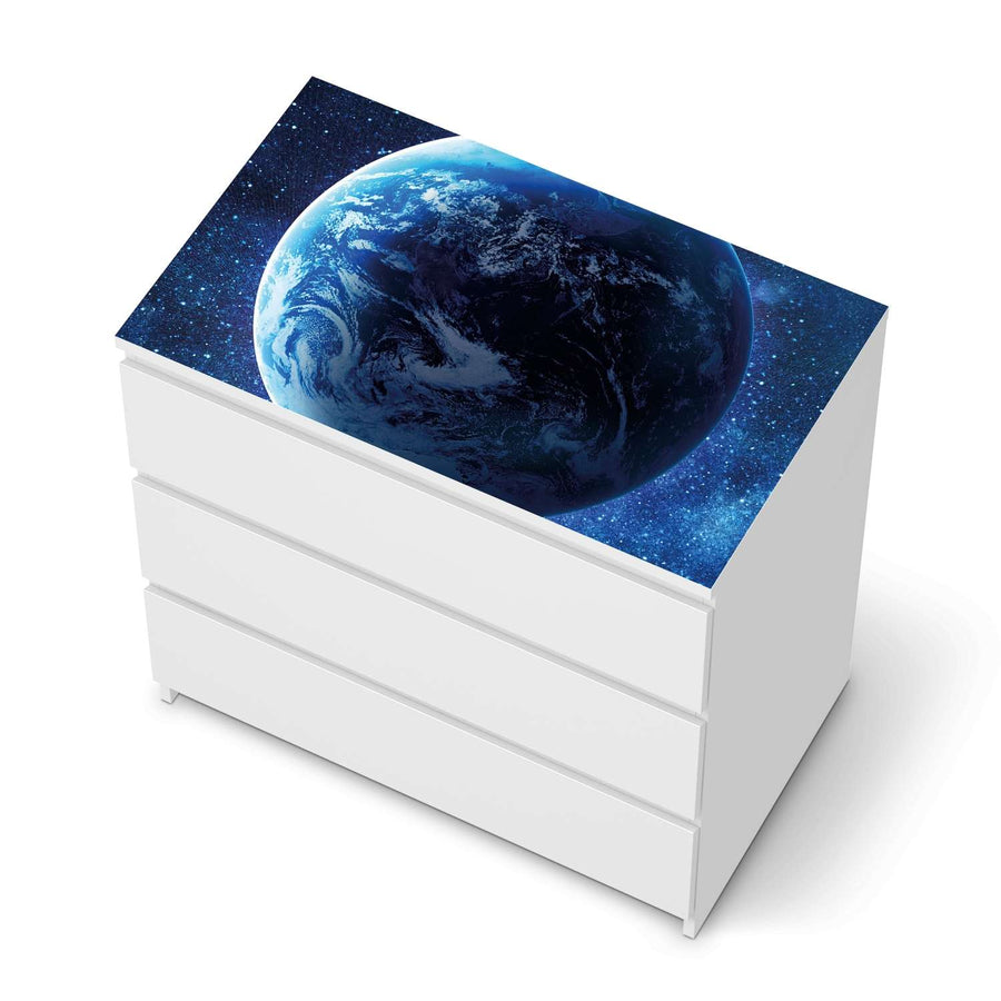 Möbelfolie Planet Blue - IKEA Malm Kommode 3 Schubladen [oben] - weiss