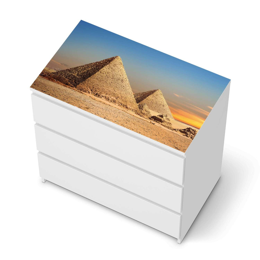 Möbelfolie Pyramids - IKEA Malm Kommode 3 Schubladen [oben] - weiss