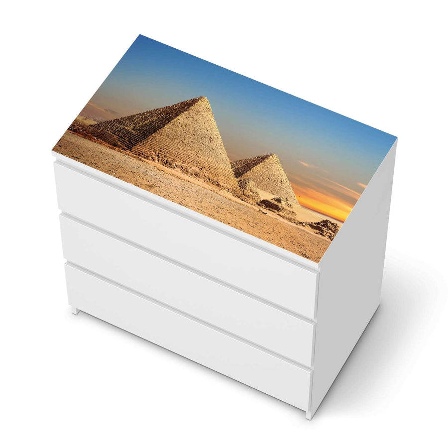 Möbelfolie Pyramids - IKEA Malm Kommode 3 Schubladen [oben] - weiss