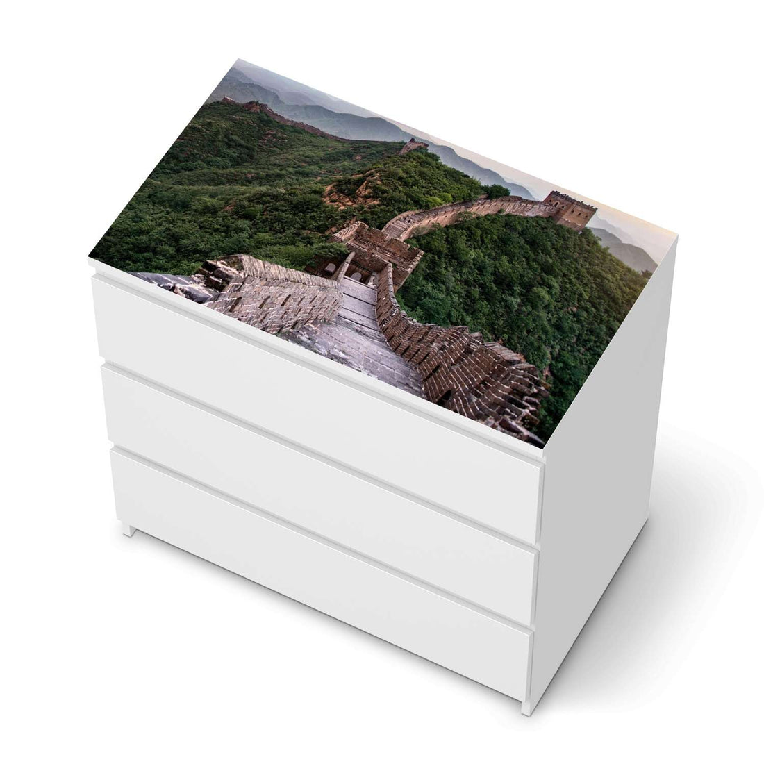 Möbelfolie The Great Wall - IKEA Malm Kommode 3 Schubladen [oben] - weiss