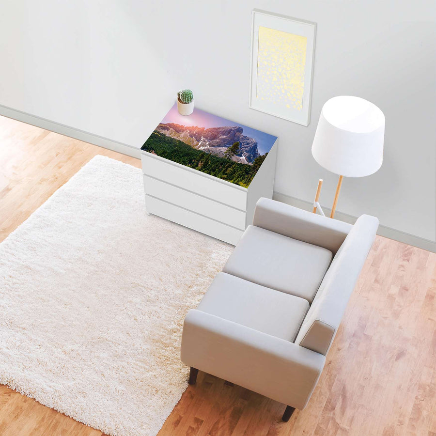 Möbelfolie Alpenblick - IKEA Malm Kommode 3 Schubladen [oben] - Wohnzimmer