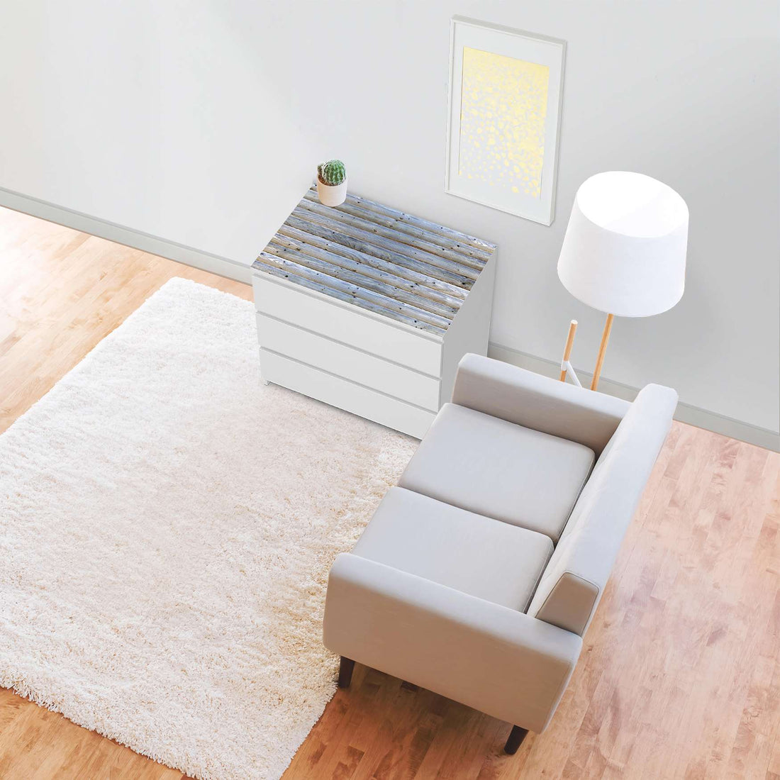 Möbelfolie Greyhound - IKEA Malm Kommode 3 Schubladen [oben] - Wohnzimmer