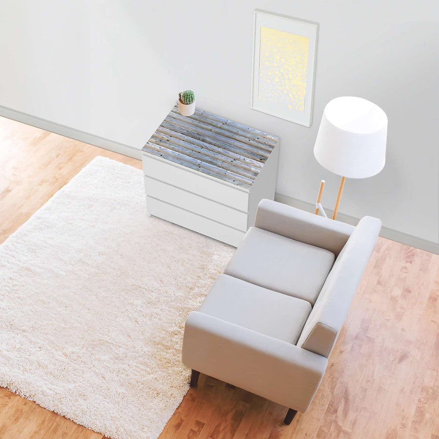 Möbelfolie Greyhound - IKEA Malm Kommode 3 Schubladen [oben] - Wohnzimmer