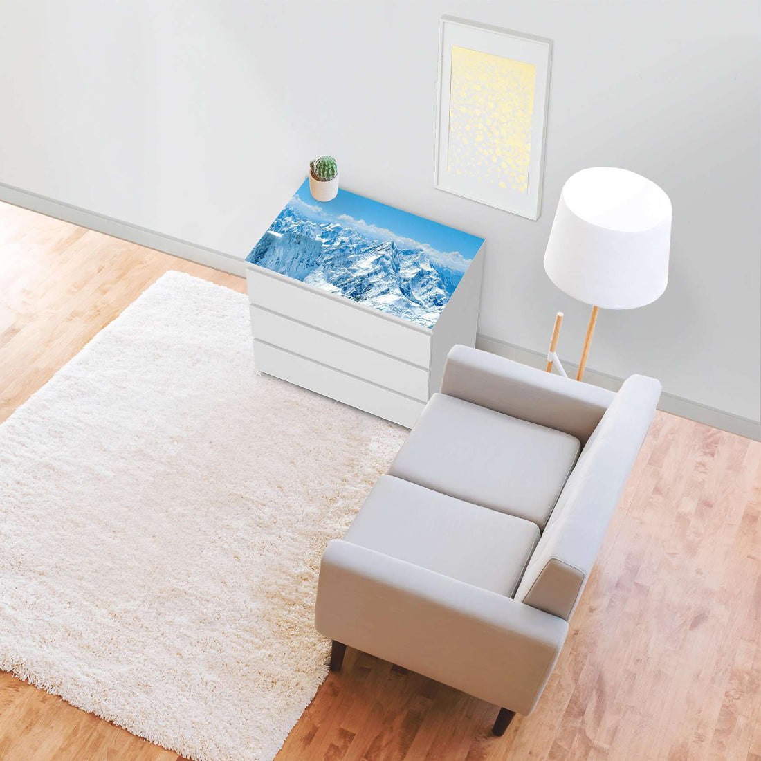 Möbelfolie Himalaya - IKEA Malm Kommode 3 Schubladen [oben] - Wohnzimmer