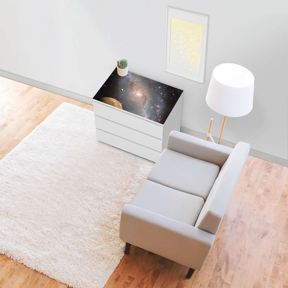 Möbelfolie Milky Way - IKEA Malm Kommode 3 Schubladen [oben] - Wohnzimmer