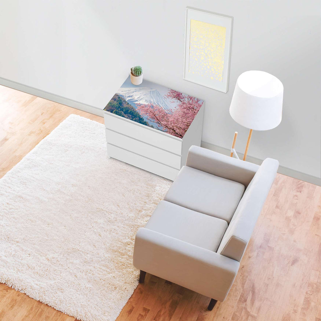 Möbelfolie Mount Fuji - IKEA Malm Kommode 3 Schubladen [oben] - Wohnzimmer