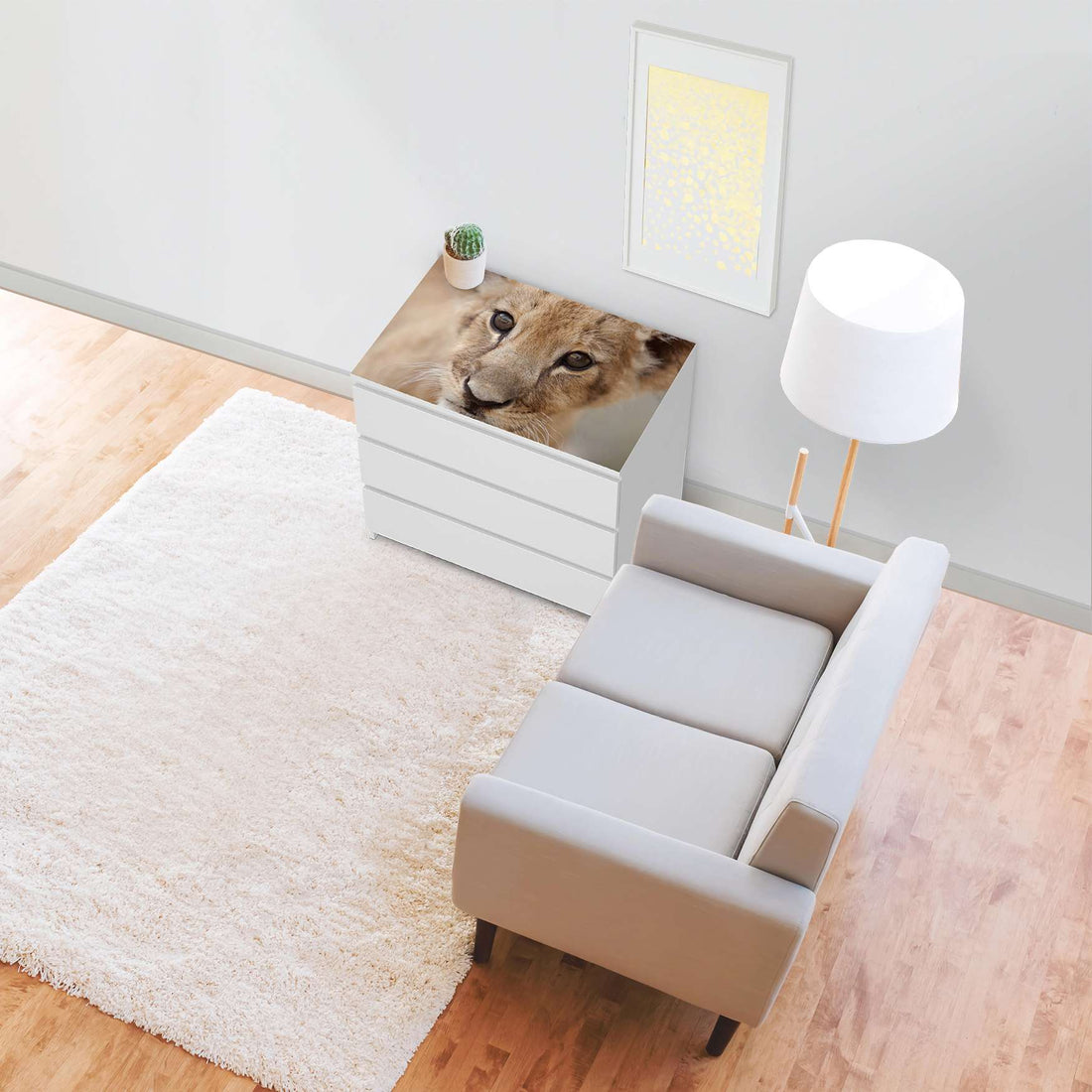 Möbelfolie Simba - IKEA Malm Kommode 3 Schubladen [oben] - Wohnzimmer
