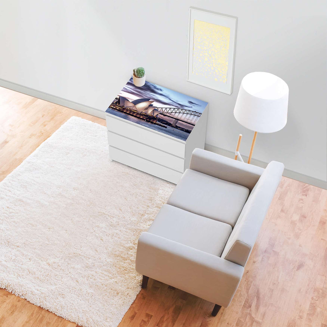 Möbelfolie Sydney - IKEA Malm Kommode 3 Schubladen [oben] - Wohnzimmer