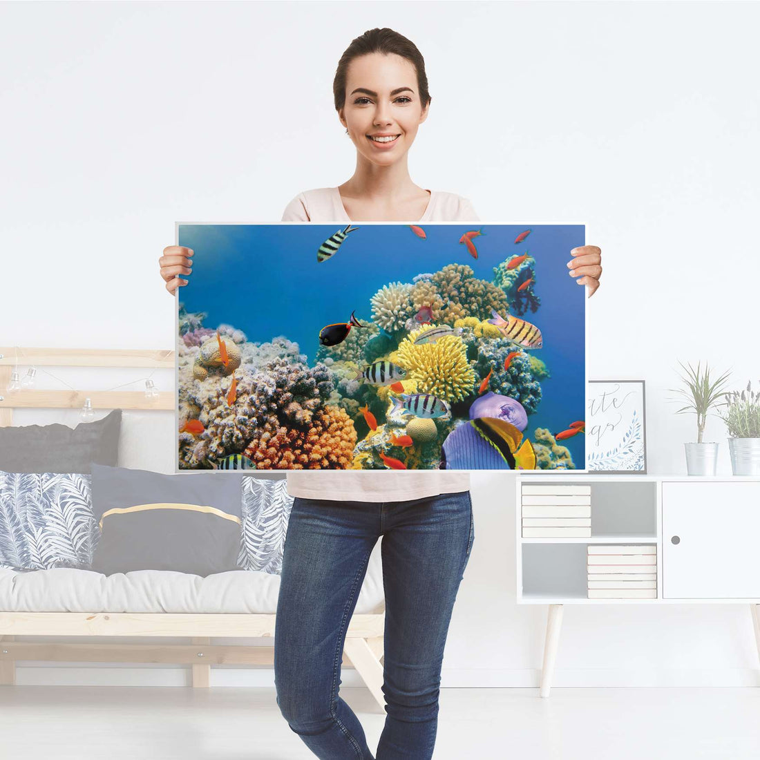 Möbelfolie Coral Reef - IKEA Malm Kommode 4 Schubladen [oben] - Folie