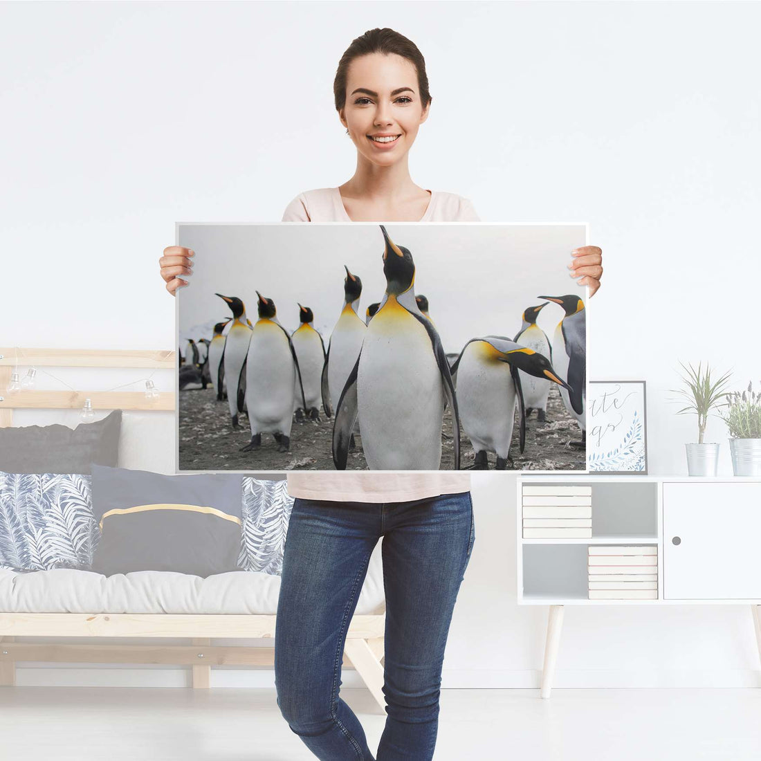 Möbelfolie Penguin Family - IKEA Malm Kommode 4 Schubladen [oben] - Folie