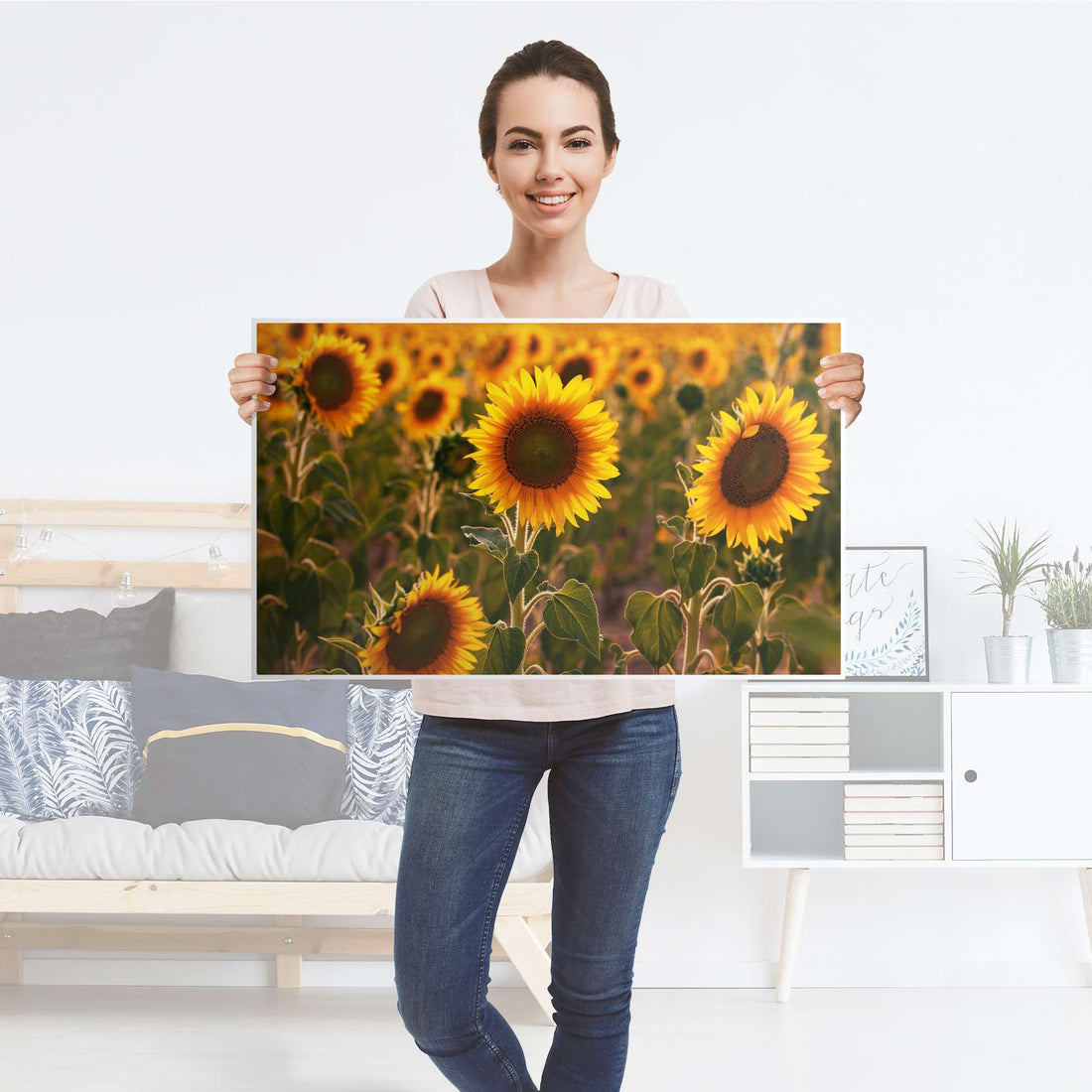 Möbelfolie Sunflowers - IKEA Malm Kommode 4 Schubladen [oben] - Folie