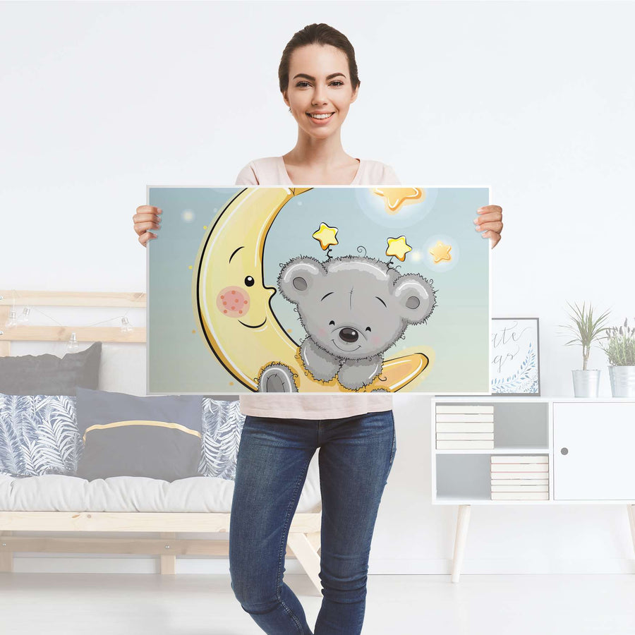 Möbelfolie Teddy und Mond - IKEA Malm Kommode 4 Schubladen [oben] - Folie