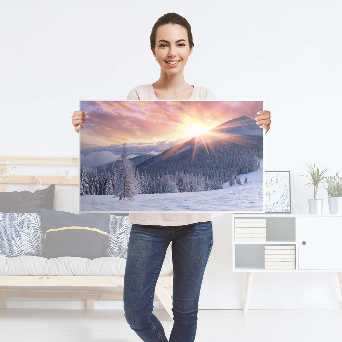 Möbelfolie Zauberhafte Winterlandschaft - IKEA Malm Kommode 4 Schubladen [oben] - Folie