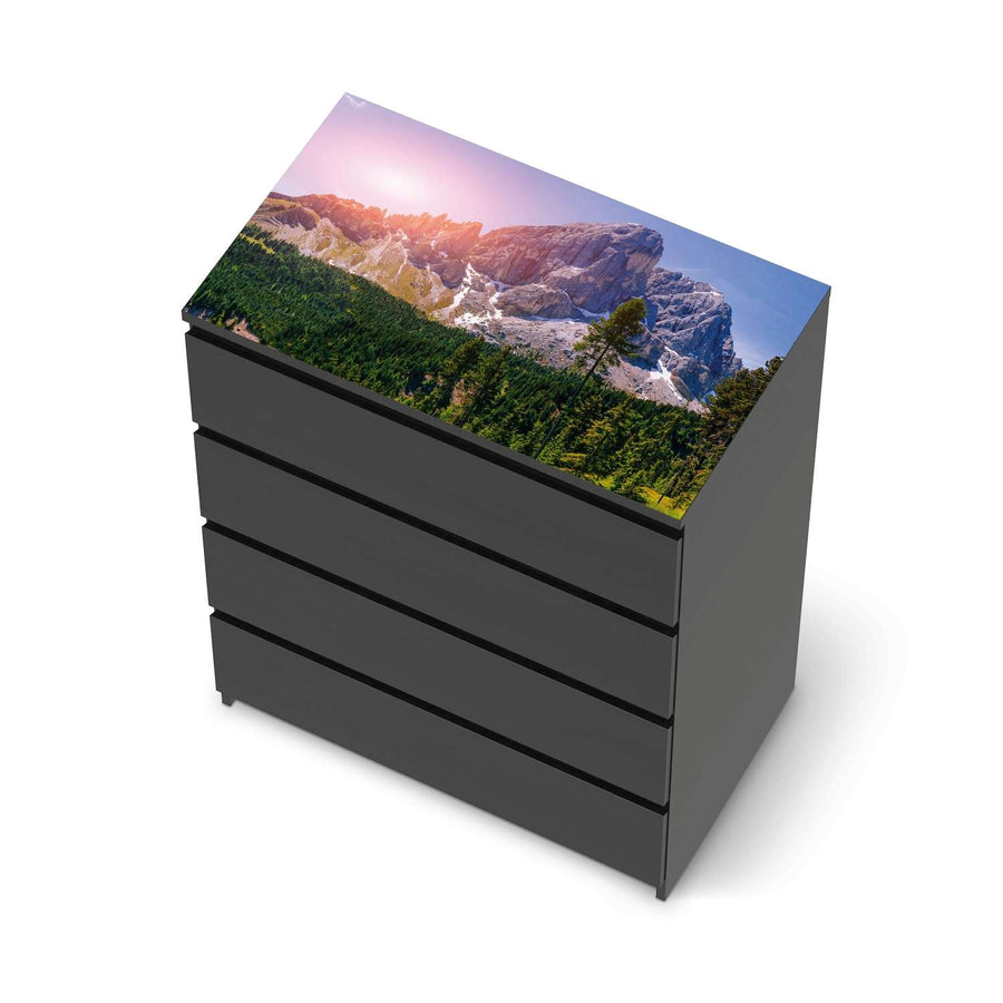 Möbelfolie Alpenblick - IKEA Malm Kommode 4 Schubladen [oben] - schwarz
