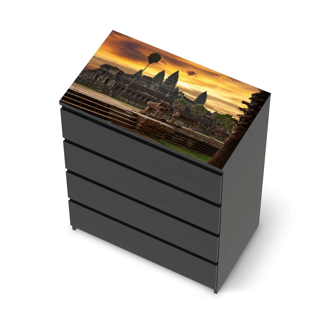 Möbelfolie Angkor Wat - IKEA Malm Kommode 4 Schubladen [oben] - schwarz