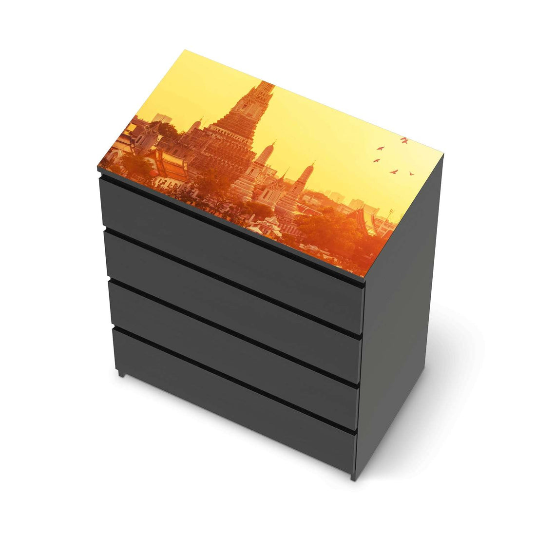 Möbelfolie Bangkok Sunset - IKEA Malm Kommode 4 Schubladen [oben] - schwarz