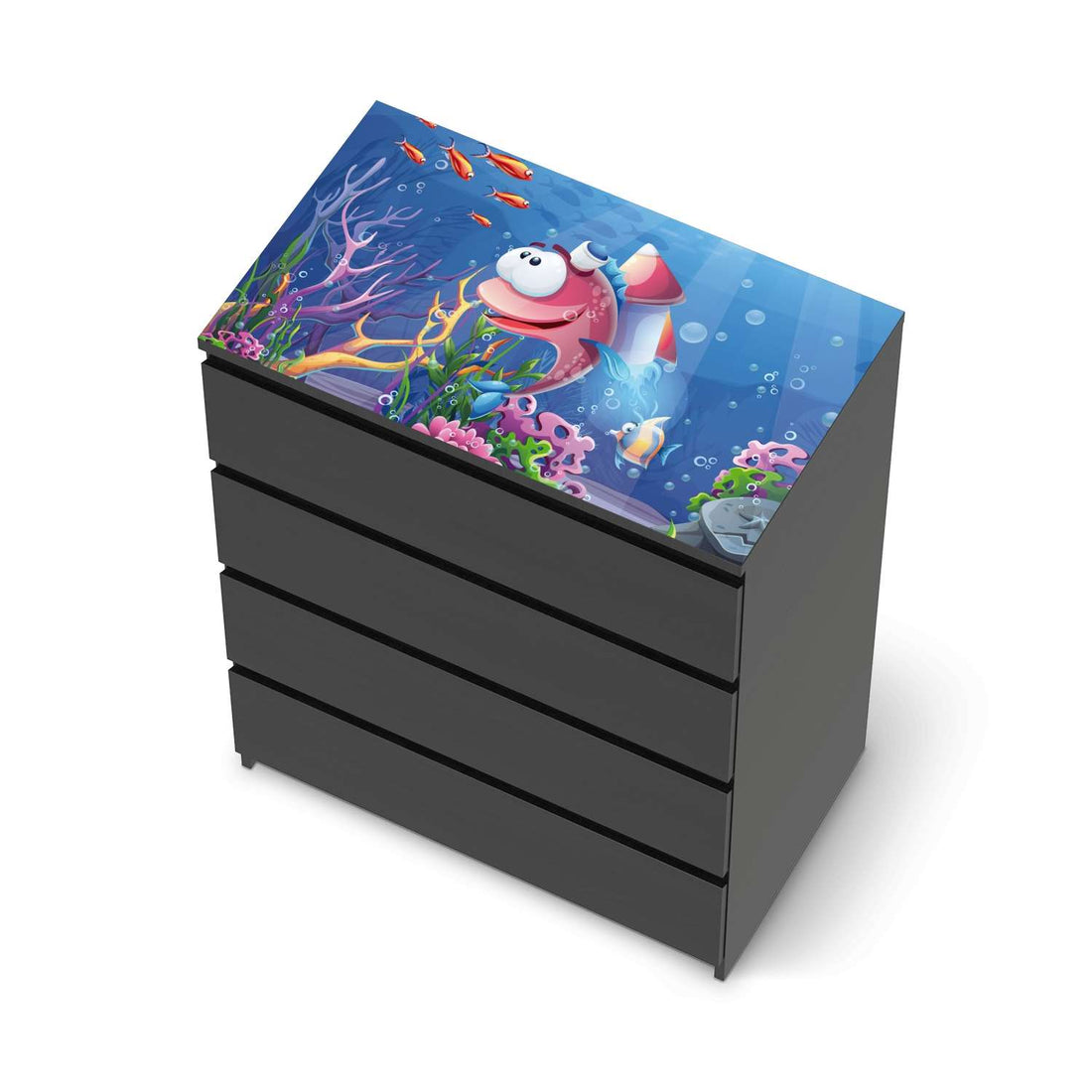 Möbelfolie Bubbles - IKEA Malm Kommode 4 Schubladen [oben] - schwarz