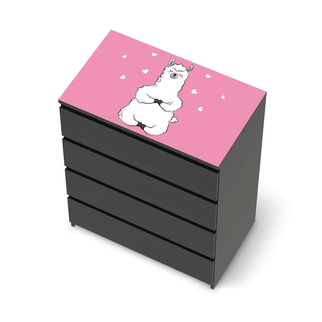 Möbelfolie Dalai Llama - IKEA Malm Kommode 4 Schubladen [oben] - schwarz
