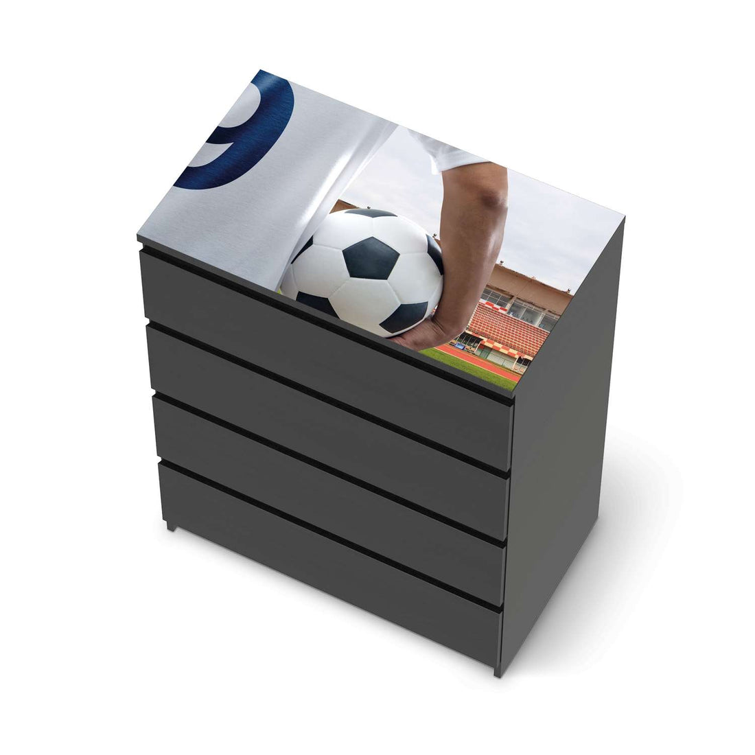 Möbelfolie Footballmania - IKEA Malm Kommode 4 Schubladen [oben] - schwarz