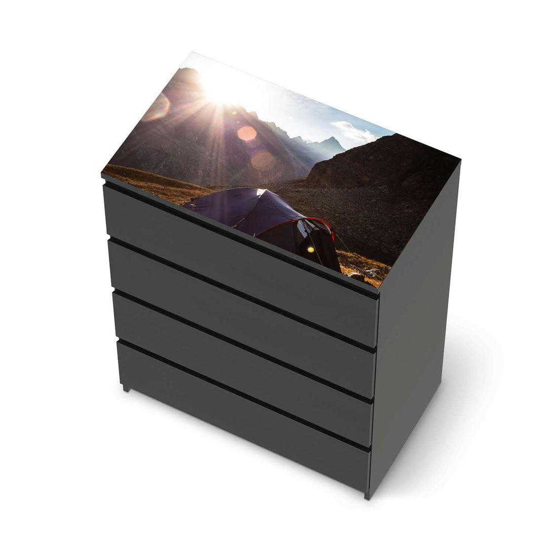 Möbelfolie Into the Wild - IKEA Malm Kommode 4 Schubladen [oben] - schwarz