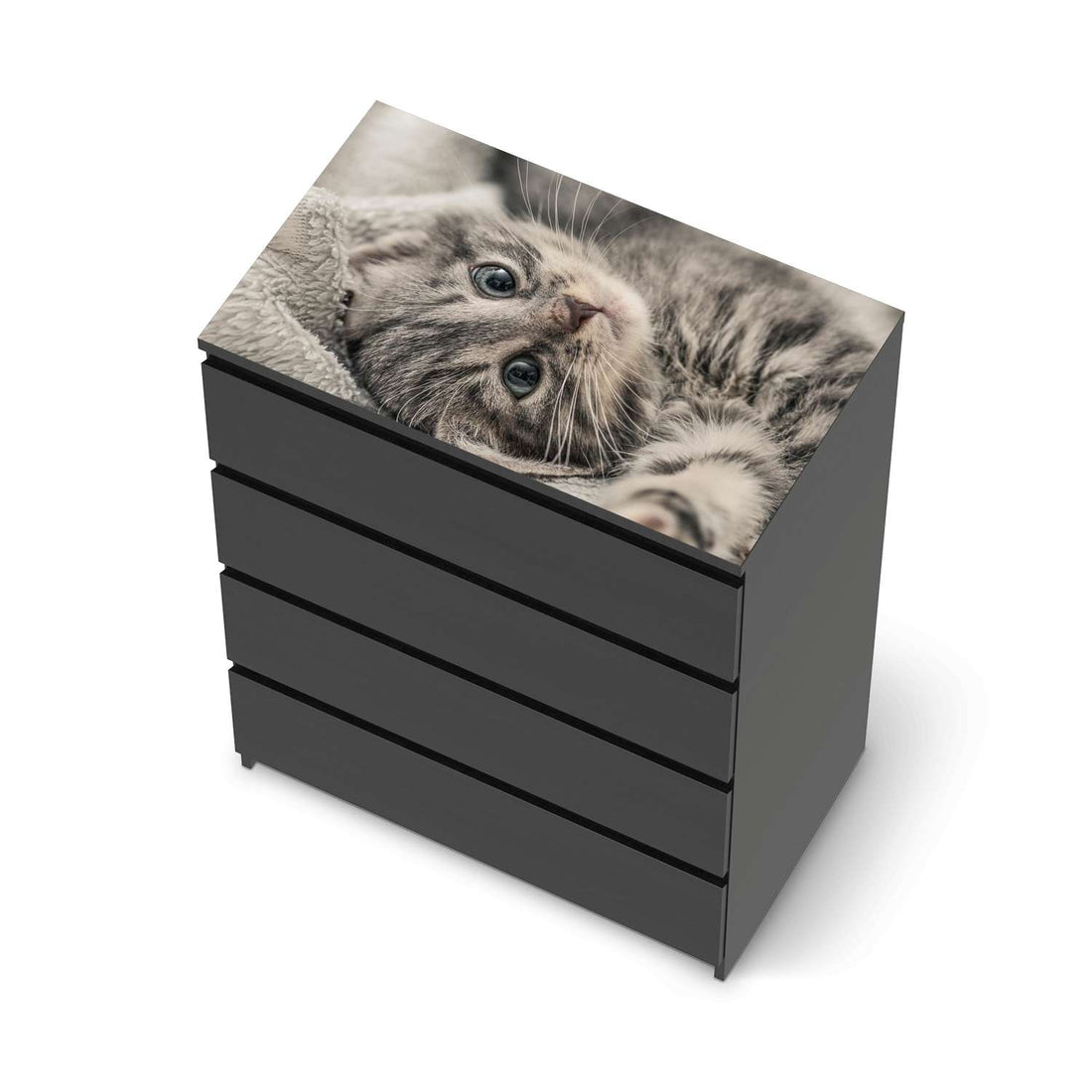 Möbelfolie Kitty the Cat - IKEA Malm Kommode 4 Schubladen [oben] - schwarz