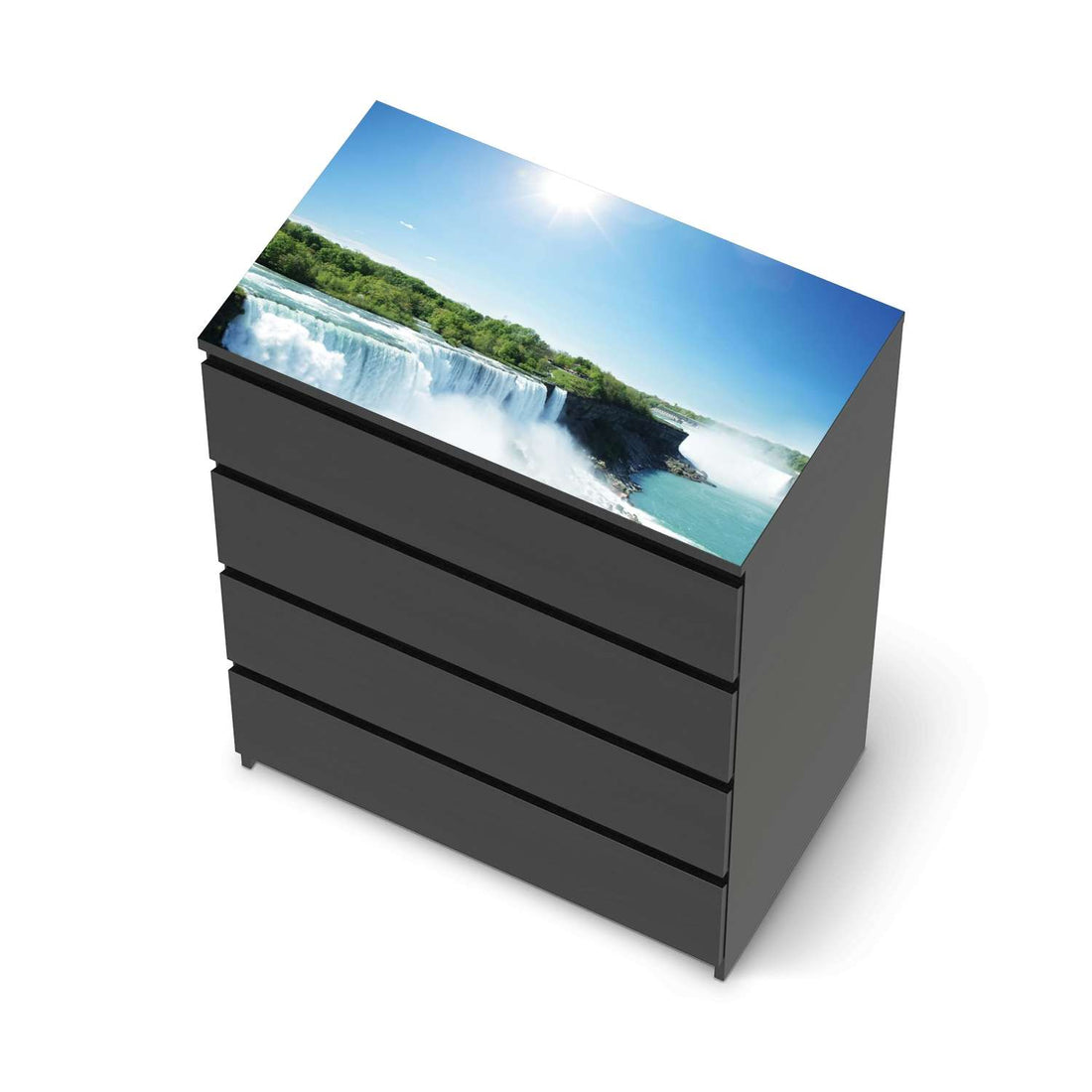 Möbelfolie Niagara Falls - IKEA Malm Kommode 4 Schubladen [oben] - schwarz