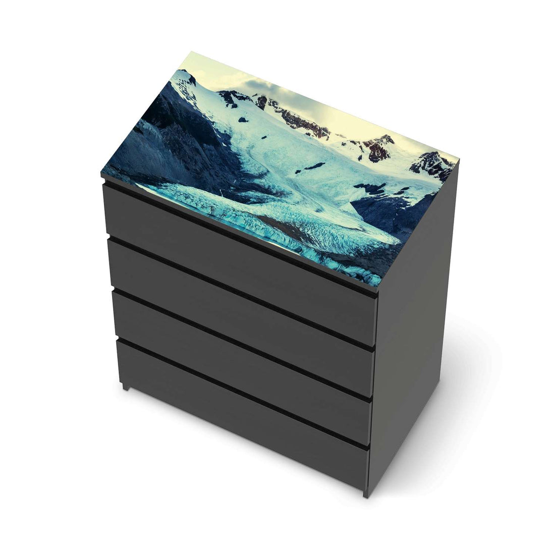 Möbelfolie Patagonia - IKEA Malm Kommode 4 Schubladen [oben] - schwarz