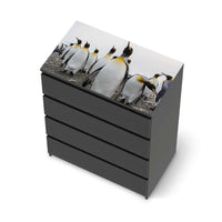 Möbelfolie Penguin Family - IKEA Malm Kommode 4 Schubladen [oben] - schwarz