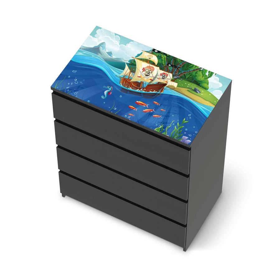 Möbelfolie Pirates - IKEA Malm Kommode 4 Schubladen [oben] - schwarz