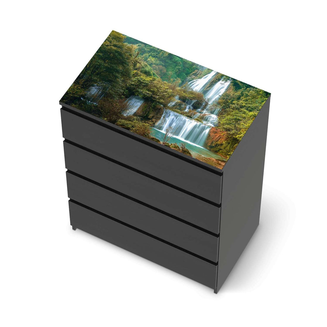Möbelfolie Rainforest - IKEA Malm Kommode 4 Schubladen [oben] - schwarz